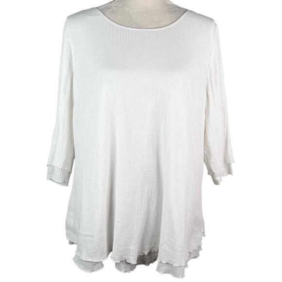 Soft Surroundings Siesta Key Tunic White Large Gauze Layered - Picture 1 of 13